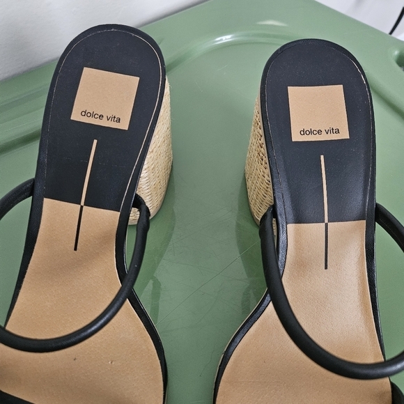 Dolce Vita black thin straps wicker block heel sandal size 9.5 - Picture 3 of 8